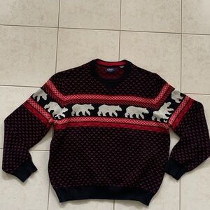 Chaps Black and Red Bear Crewneck Sweater